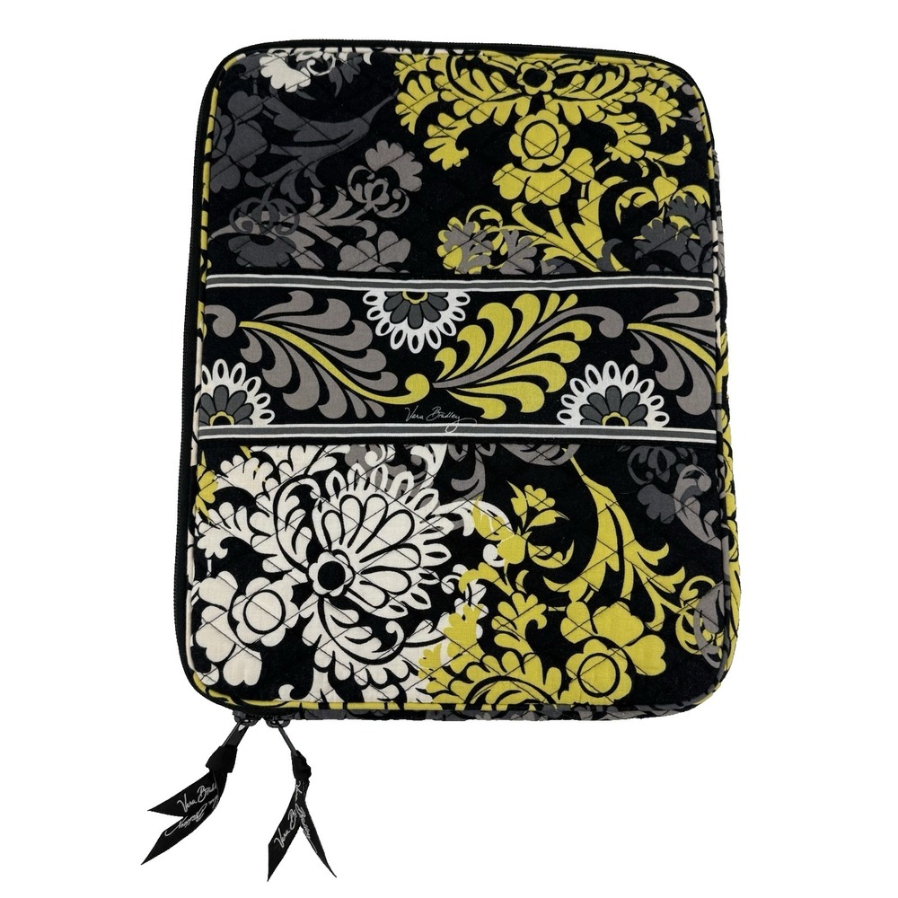 Vera Bradley Tablet Case Sleeve Quilted Bag Cover Baroque Retired Print Black